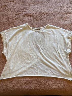 Boxy Cream Short Sleeve Crop Top - Unbranded
